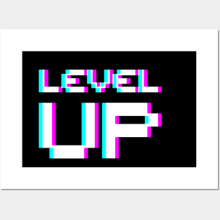 Level Up - bold White Posters and Art